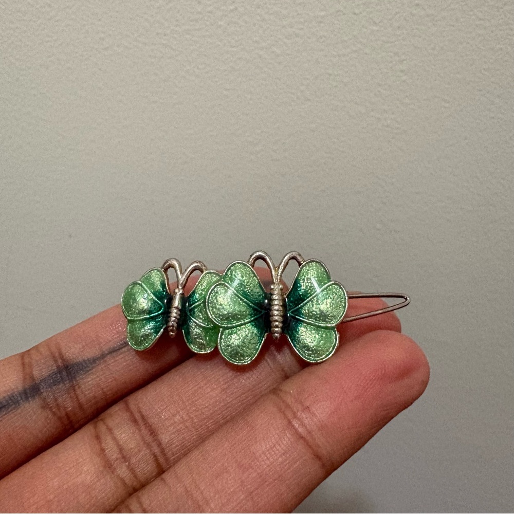 Vintage Green Butterfly Hair Clip
